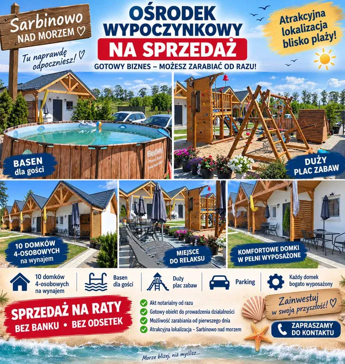 Ośrodek wypoczynkowy nad morzem w Sarbinowie na sprzedaż