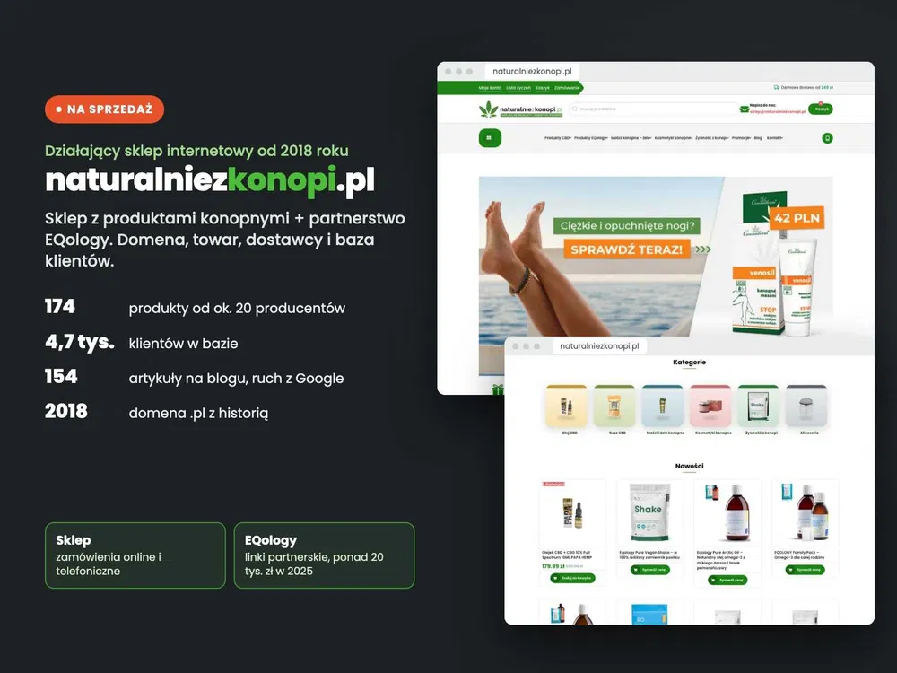 Sprzedaż sklepu internetowego z produktami konopnymi