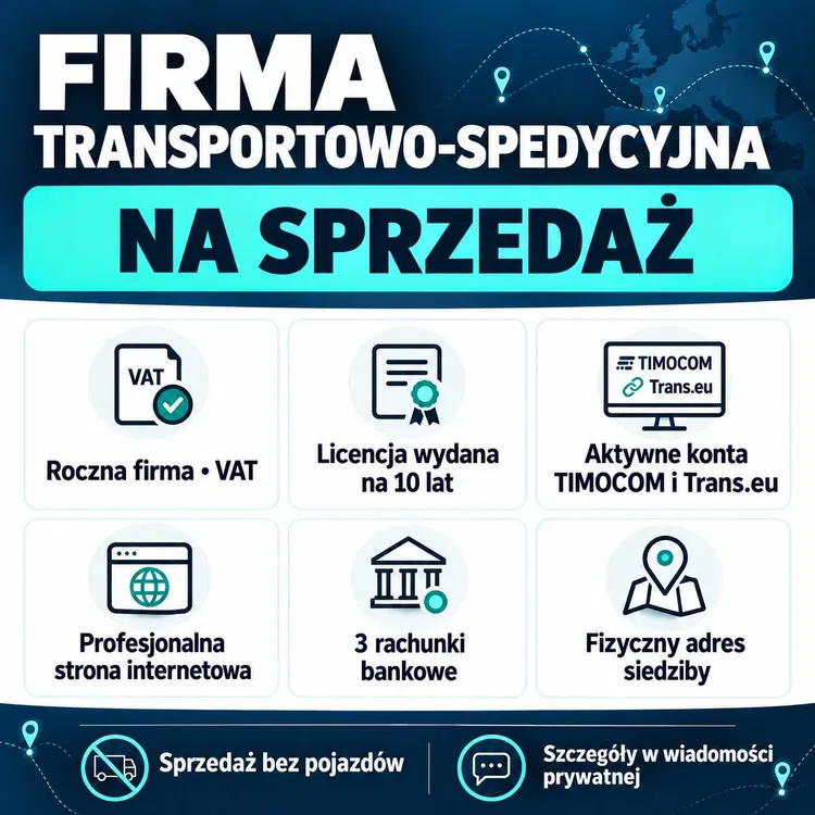 Sprzedaż firmy transportowo-spedycyjnej z pełnym zapleczem organizacyjnym